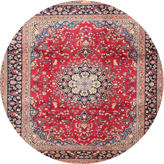 Round Traditional Fire Brick Red Persian Rug, tr4453