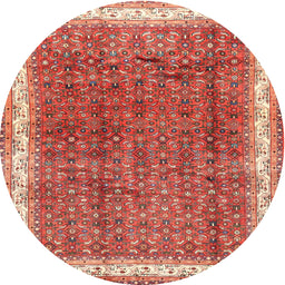 Round Traditional Tangerine Pink Persian Rug, tr4455