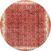 Round Traditional Tangerine Pink Persian Rug, tr4455