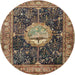 Round Traditional Bakers Brown Persian Rug, tr4456