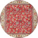 Square Machine Washable Traditional Red Rug, wshtr4457