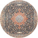 Round Traditional Brown Medallion Rug, tr4458