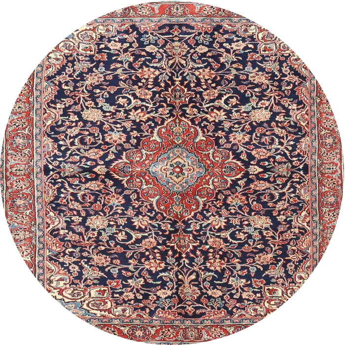 Round Traditional Tan Brown Medallion Rug, tr4460