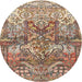 Round Traditional Sienna Brown Persian Rug, tr4461