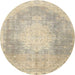 Round Traditional Brown Persian Rug, tr4462