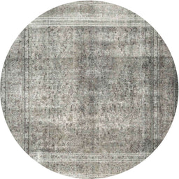 Square Machine Washable Traditional Sage Green Rug, wshtr4463