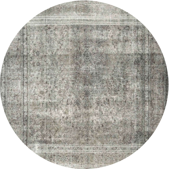 Square Machine Washable Traditional Sage Green Rug, wshtr4463