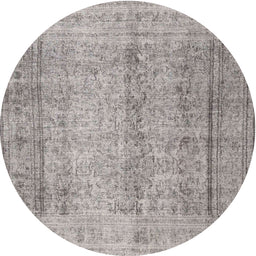 Round Traditional Granite Gray Persian Rug, tr4465