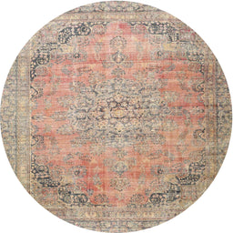 Square Machine Washable Traditional Orange Salmon Pink Rug, wshtr4469