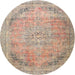 Round Traditional Orange Salmon Pink Persian Rug, tr4469