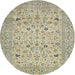 Round Traditional Khaki Green Persian Rug, tr446