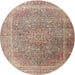 Round Traditional Dark Gold Brown Persian Rug, tr4470