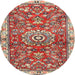 Round Traditional Light French Beige Brown Medallion Rug, tr4473