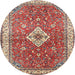 Square Machine Washable Traditional Red Rug, wshtr4475