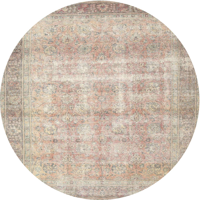 Round Traditional Camel Brown Persian Rug, tr4479