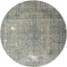 Round Traditional Sage Green Persian Rug, tr4480