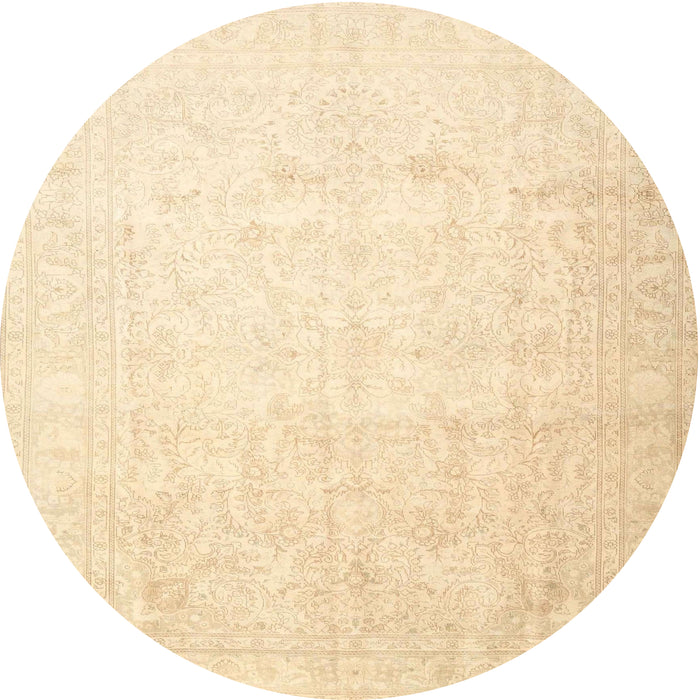 Round Traditional Golden Blonde Gold Persian Rug, tr4481