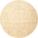 Round Traditional Golden Blonde Gold Persian Rug, tr4481