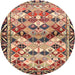 Round Traditional Sandy Brown Persian Rug, tr4484