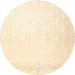 Round Traditional Khaki Gold Persian Rug, tr4487