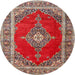 Round Traditional Camel Brown Medallion Rug, tr4489