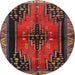 Round Traditional Brown Persian Rug, tr448