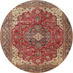 Round Traditional Red Medallion Rug, tr4490