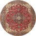 Round Traditional Red Medallion Rug, tr4490