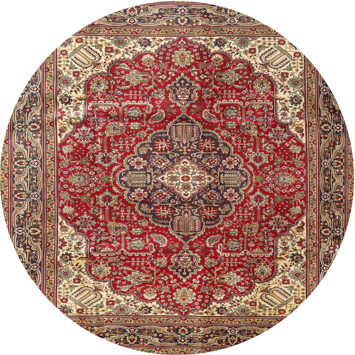 Square Machine Washable Traditional Tomato Red Rug, wshtr4490