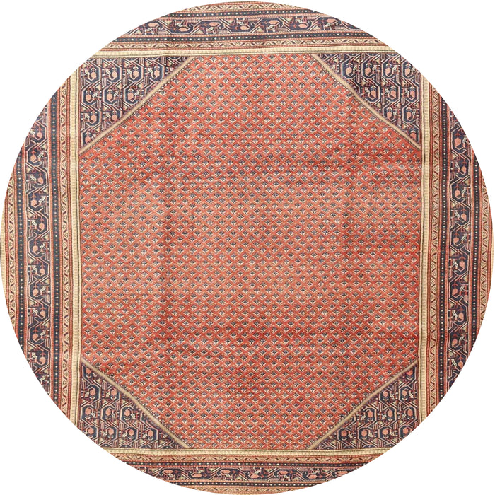 Square Machine Washable Traditional Tangerine Pink Rug, wshtr4491