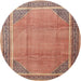 Round Traditional Tangerine Pink Persian Rug, tr4491