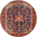 Square Machine Washable Traditional Saffron Red Rug, wshtr4494