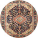 Round Traditional Red Brown Persian Rug, tr4497