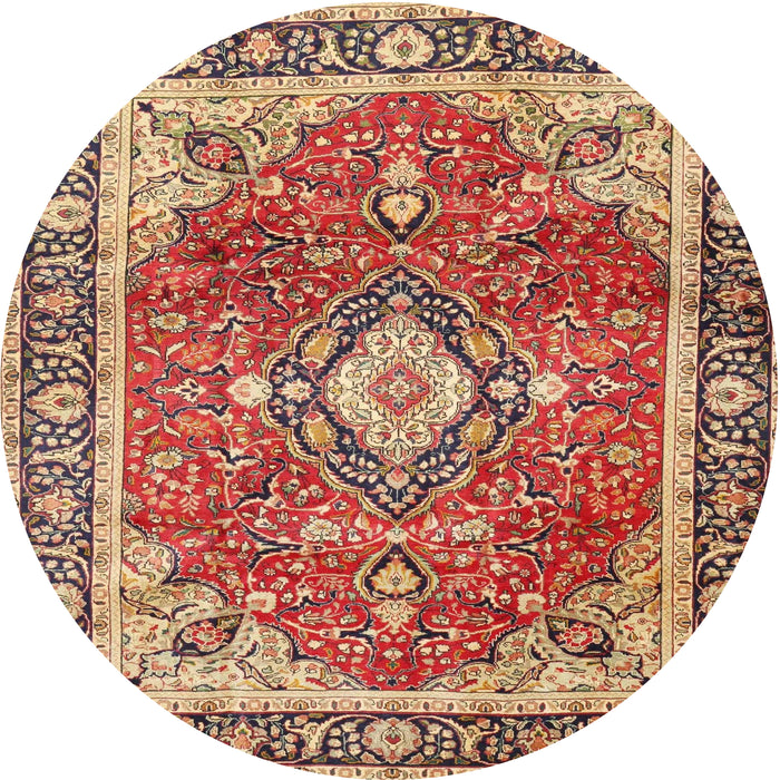 Round Traditional Sandy Brown Medallion Rug, tr4498