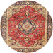 Round Traditional Sandy Brown Medallion Rug, tr4498