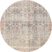 Round Traditional Desert Sand Beige Persian Rug, tr4499