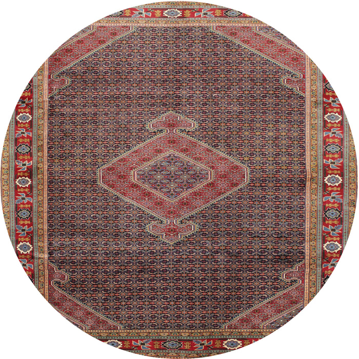 Round Traditional Orange Salmon Pink Medallion Rug, tr44