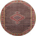 Round Traditional Orange Salmon Pink Medallion Rug, tr44