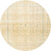 Round Traditional Golden Blonde Gold Persian Rug, tr4500