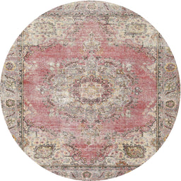 Square Machine Washable Traditional Orange Salmon Pink Rug, wshtr4501