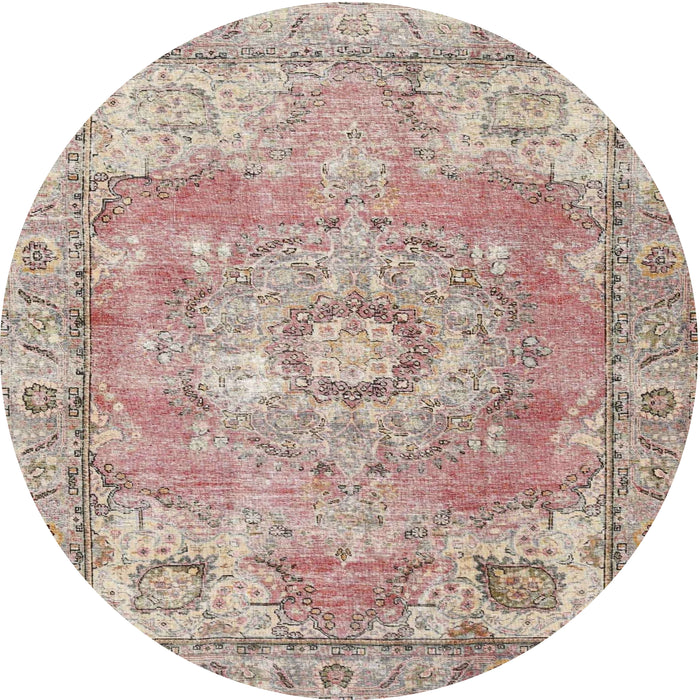Square Machine Washable Traditional Orange Salmon Pink Rug, wshtr4501