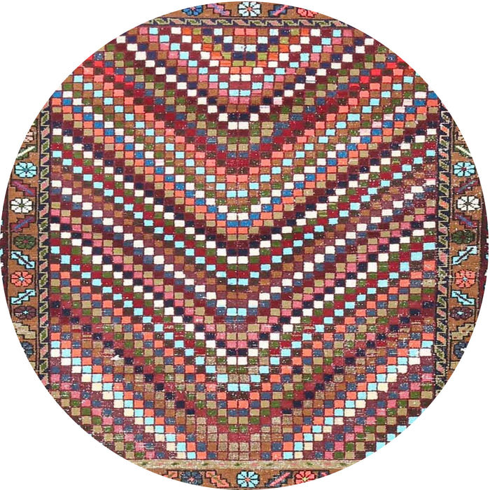 Round Traditional Brown Red Persian Rug, tr4508