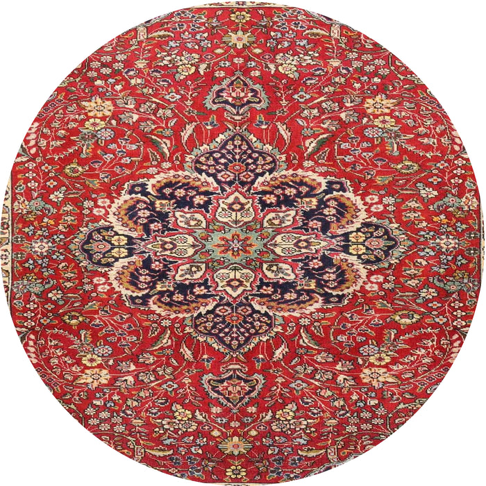 Round Traditional Light Copper Gold Medallion Rug, tr4510