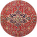 Round Traditional Light Copper Gold Medallion Rug, tr4510