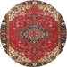 Square Machine Washable Traditional Tomato Red Rug, wshtr4511