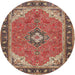 Square Machine Washable Traditional Saffron Red Rug, wshtr4512