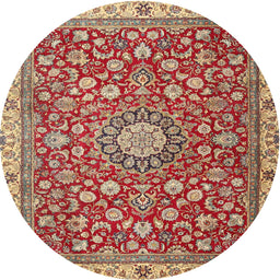 Round Traditional Red Medallion Rug, tr4513