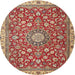 Square Machine Washable Traditional Red Rug, wshtr4513