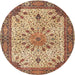 Round Traditional Brown Red Persian Rug, tr4514