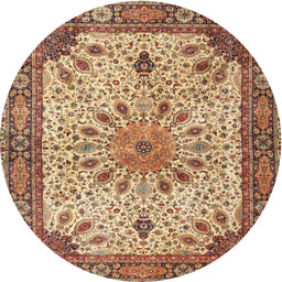 Square Machine Washable Traditional Brown Red Rug, wshtr4514